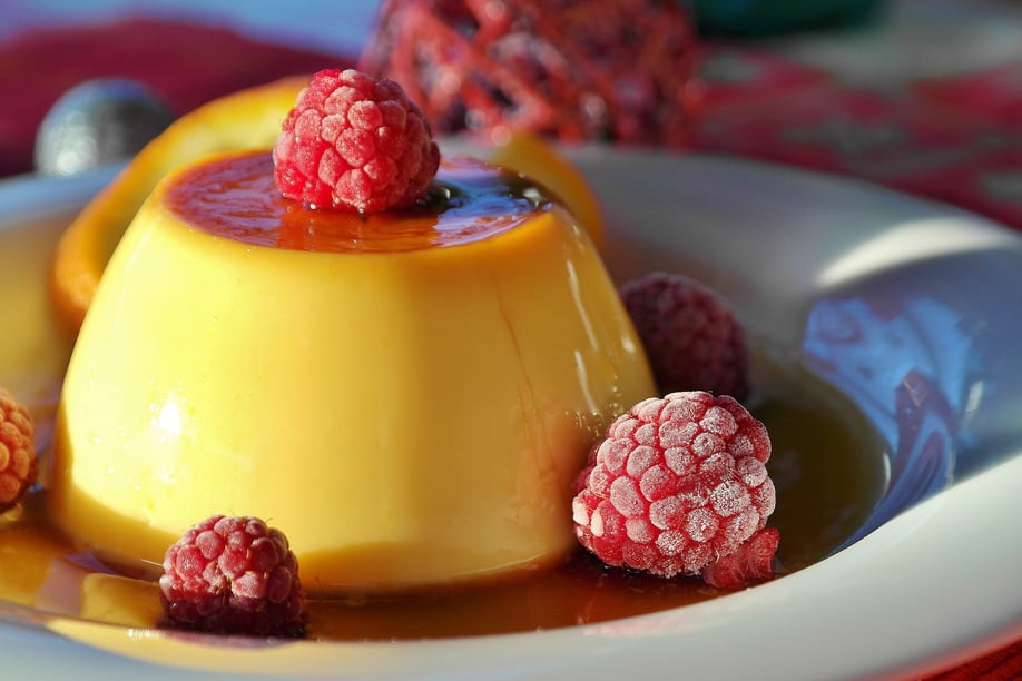 Flan with Raspberries