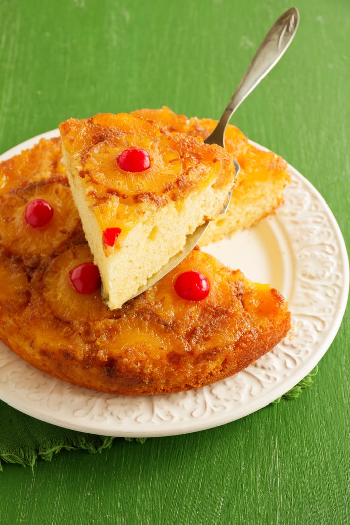 Upside down pineapple cake with caramel.